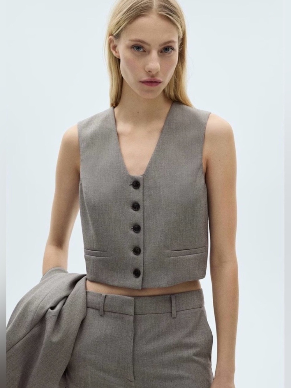 Mango MNG Grey Tailored Button Vest